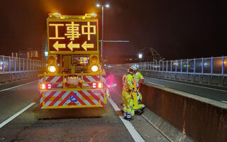 支社長パトロール 阪神高速4号湾岸線上り線車線規制（西宮営業所）