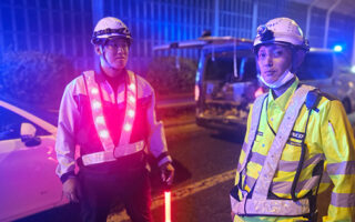 安全パトロール 中国自動車道上り線走行車線規制（神戸西・西宮営業所合同）