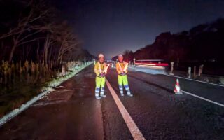 支社長パトロール 道央自動車道下り線車線規制（札幌営業所）