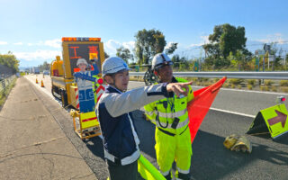 所長パトロール 中央自動車道下り線走行車線規制（甲府営業所）