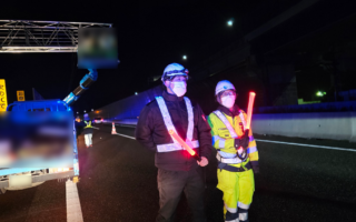 営業所パトロール　新名神自動車道～中国自動車道下り線車線規制（神戸西営業所）