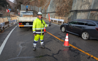 営業所パトロール　国道１９号上り線片側交互通行規制（長野営業所）